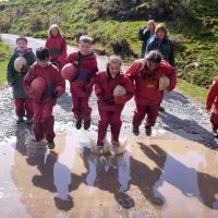 Jumping in puddles - having fun together Jumping in puddles - having fun together